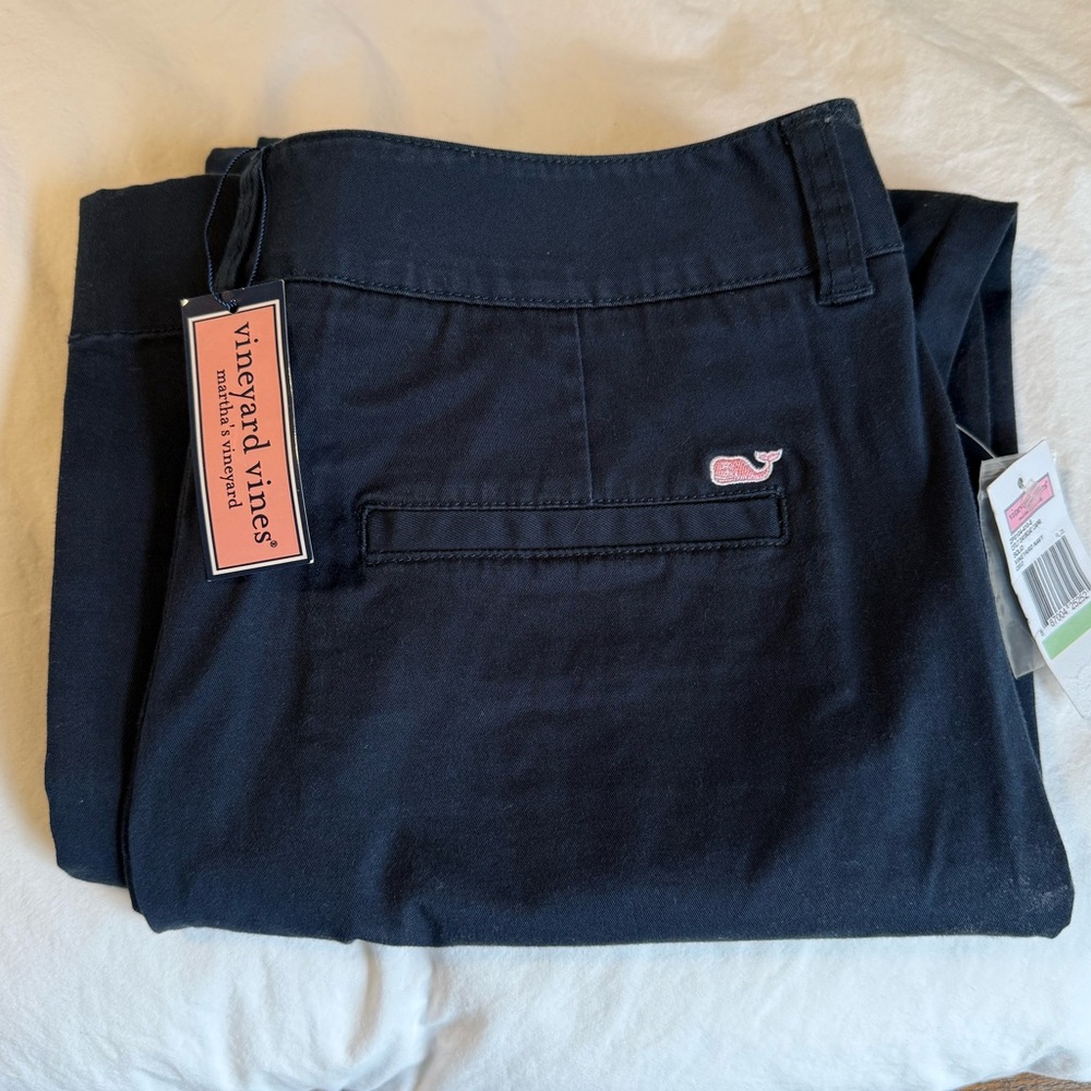 Vineyard Vines Navy Women's Pants with Pink Whale Logo